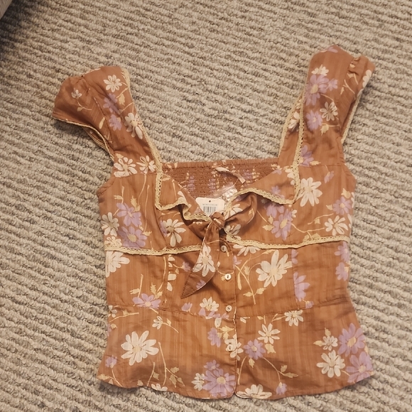 Free People Call Me Baby Blouse Meerkat Combo Size S - Picture 5 of 8